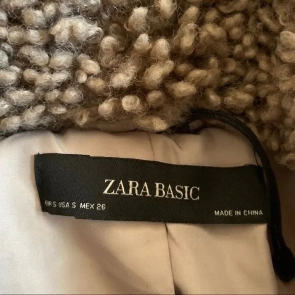 Zara Brown Teddy Bear Lined Cozy Coat Jacket Small collared